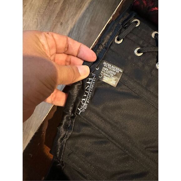 Daisy corsets womens Lavish Red W/Black Lace Overlay Mini Cincher Corset - Picture 7 of 9